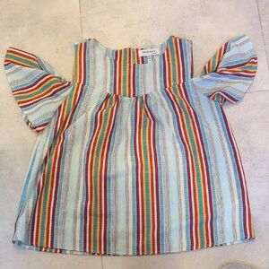 Monteau Los Angeles Multicolor Striped Cold-Shoulder Blouse